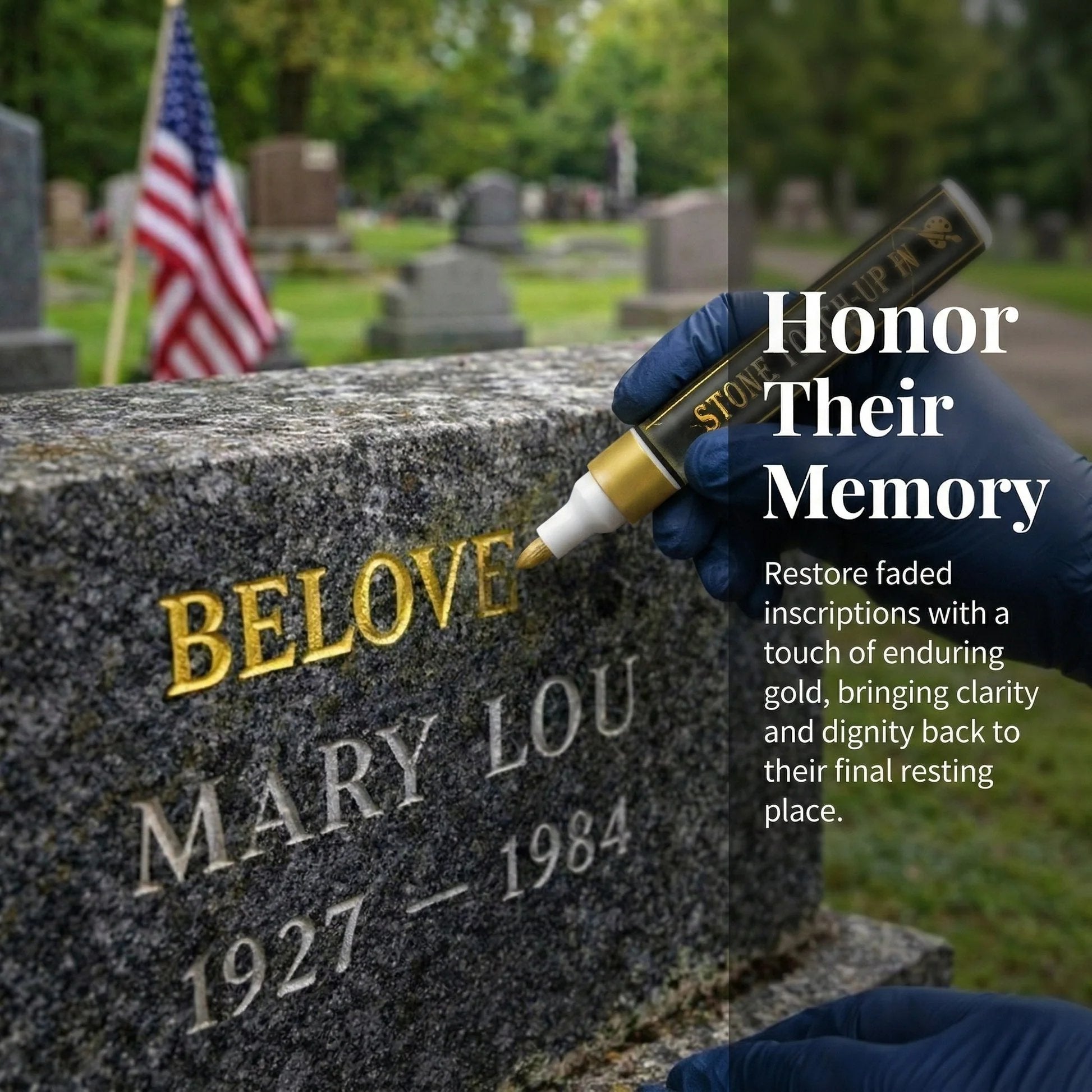🪦Golden Tombstone Marker Pen for Restoring Faded Grave Inscriptions